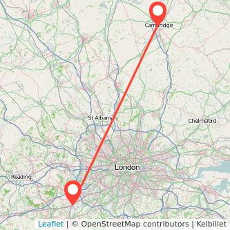 Woking Cambridge train map