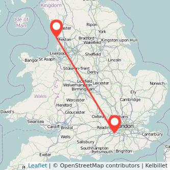 Woking Blackpool train map