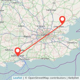 Witham Southampton train map