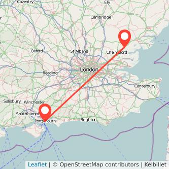 Witham Portsmouth train map