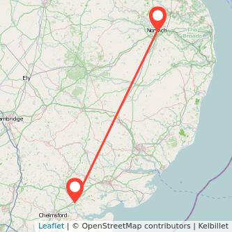 Witham Norwich train map