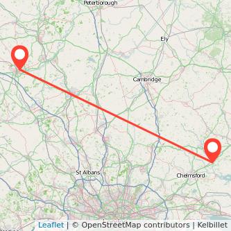 Witham Northampton train map