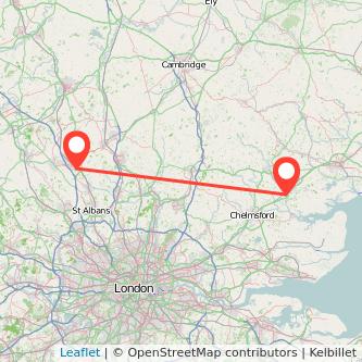 Witham Luton train map