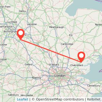 Witham Leamington train map