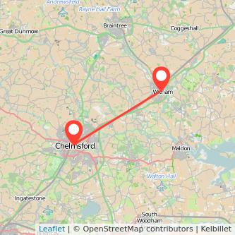 Witham Chelmsford train map