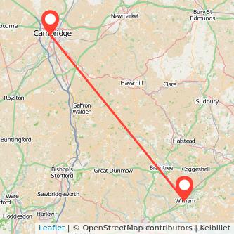 Witham Cambridge train map