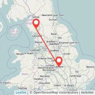 Windermere Leicester train map