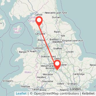 Windermere Coventry train map