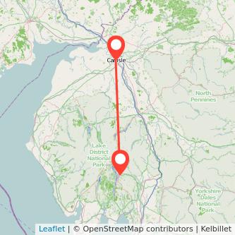 Windermere Carlisle bus map