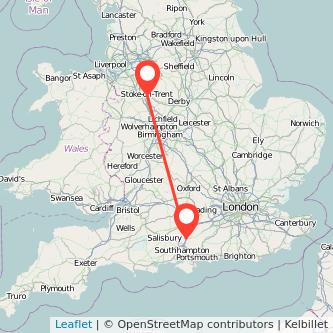 Winchester Stoke-on-Trent train map