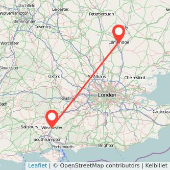 Winchester Cambridge train map