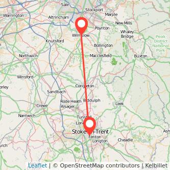 Wilmslow Stoke-on-Trent train map