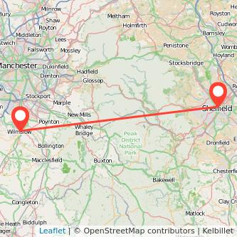 Wilmslow Sheffield train map