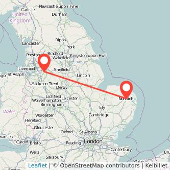 Wilmslow Norwich train map