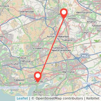 Wigan Widnes train map