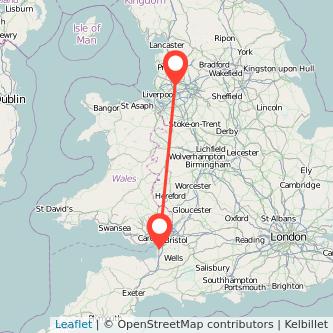 Wigan Weston-super-Mare bus map
