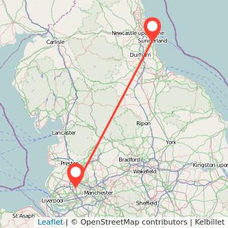 Wigan Sunderland train map