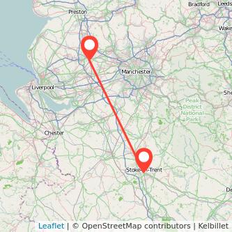 Wigan Stoke-on-Trent train map