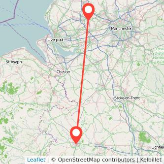 Wigan Shrewsbury train map