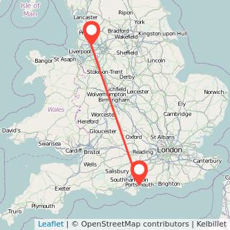 Wigan Portsmouth train map