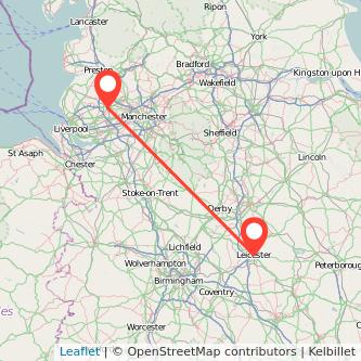 Wigan Leicester train map