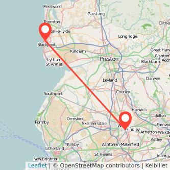 Wigan Blackpool bus map