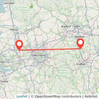 Wigan Barnsley train map