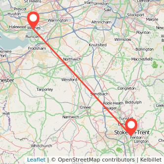 Widnes Stoke-on-Trent train map