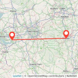 Widnes Sheffield train map