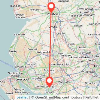 Widnes Preston train map