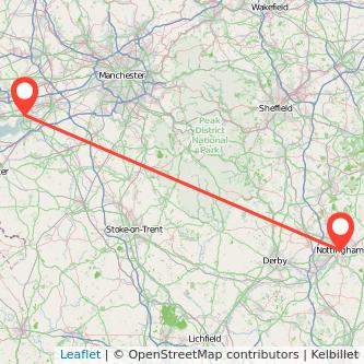 Widnes Nottingham train map