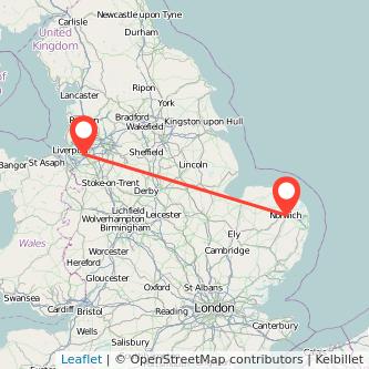 Widnes Norwich train map