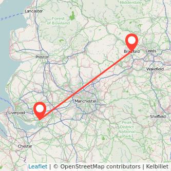 Widnes Bradford train map