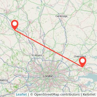 Wickford Milton Keynes train map