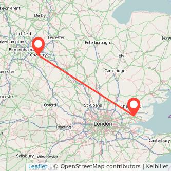 Wickford Coventry train map