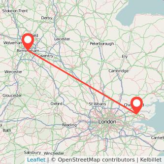 Wickford Birmingham train map