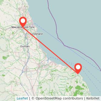 Whitby Newcastle upon Tyne bus map