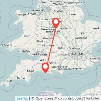 Weymouth Tamworth train map