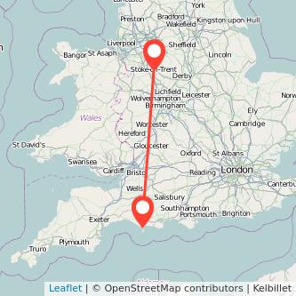 Weymouth Stoke-on-Trent train map