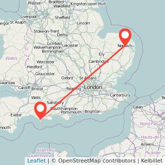 Weymouth Norwich train map