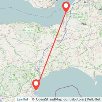 Weston-super-Mare Torquay train map