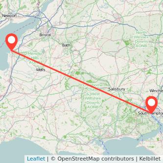 Weston-super-Mare Southampton train map