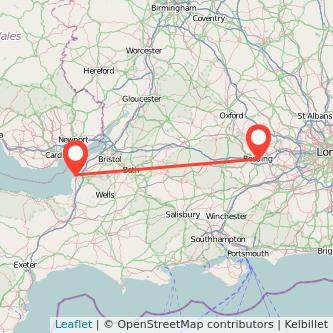 Weston-super-Mare Reading train map