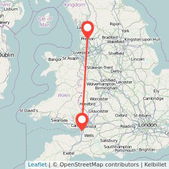 Weston-super-Mare Preston train map