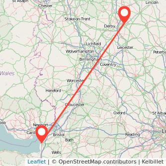 Weston-super-Mare Nottingham train map