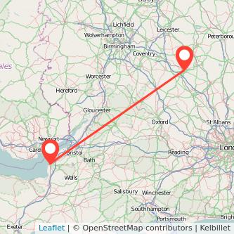 Weston-super-Mare Northampton train map