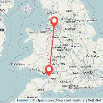 Weston-super-Mare Newton-le-Willows bus map