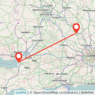 Weston-super-Mare Milton Keynes train map