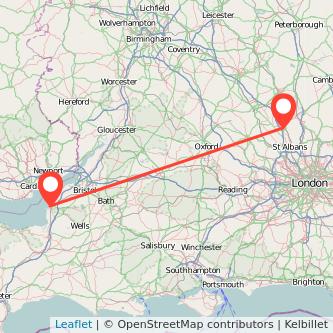 Weston-super-Mare Luton train map