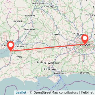 Weston-super-Mare London train map